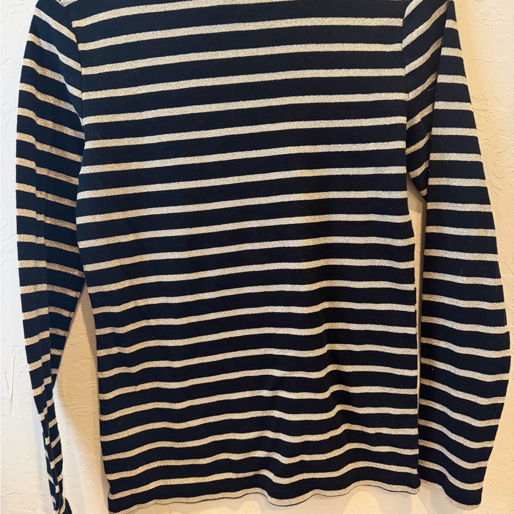 Ralph Lauren womens long sleeves pull over stripe black gold sweater Medium - Picture 6 of 6
